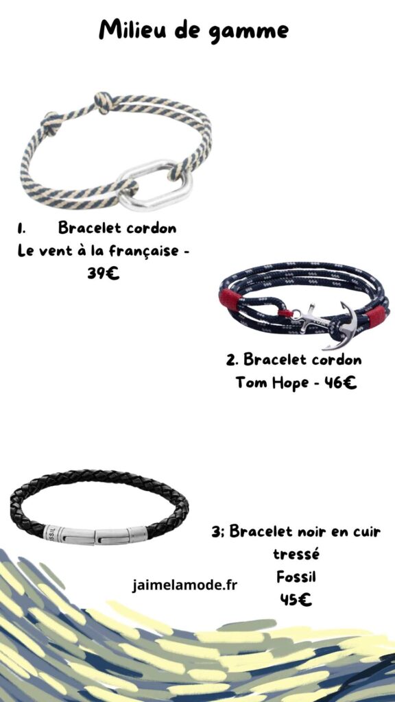 Trois bracelets milieu de gamme